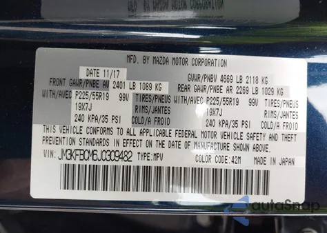 2018 Mazda Cx-5 Touring from USA, damaged, VIN JM3KFBCM6J0309482